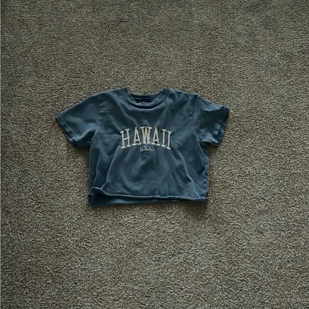 Brandy Melville Blue Short Sleeve Tee with Hawaii Print